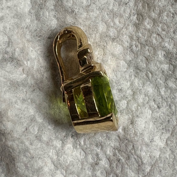 Peridot diamond 14k yellow gold pendant enhancer - Picture 6 of 11